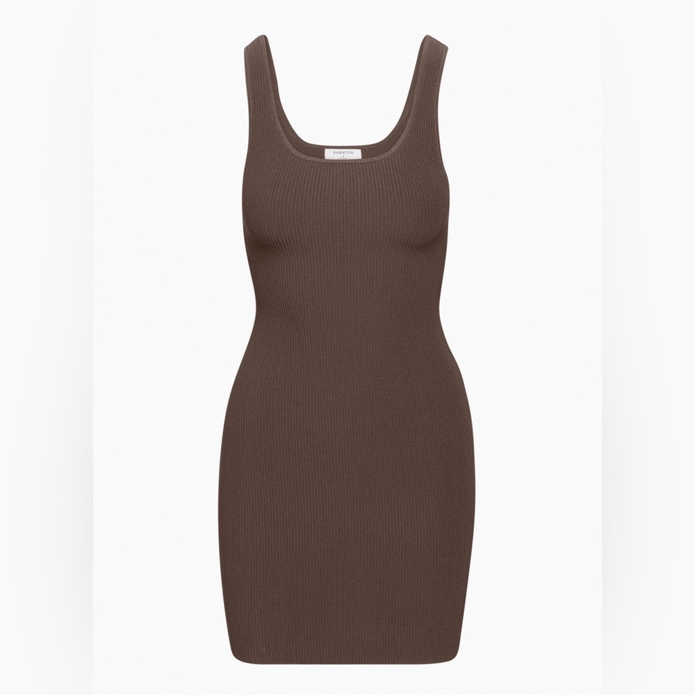 Aritzia Babaton Scuplt Knit Square-neck Mini Dress BROWN. Size 2XS. NWOT
